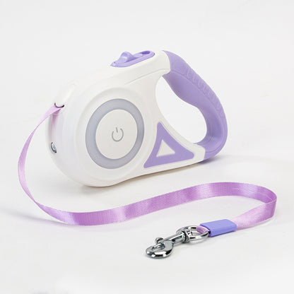 Smart Retractable Pet Leash + Collar with LED Spotlight – Safe Night Walks for Dogs & Cats