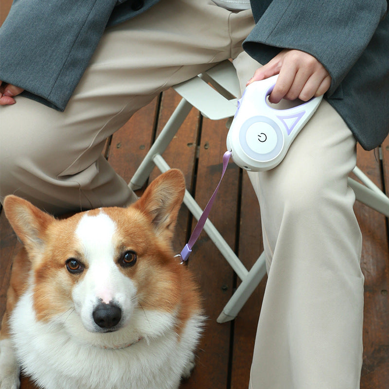 Smart Retractable Pet Leash + Collar with LED Spotlight – Safe Night Walks for Dogs & Cats