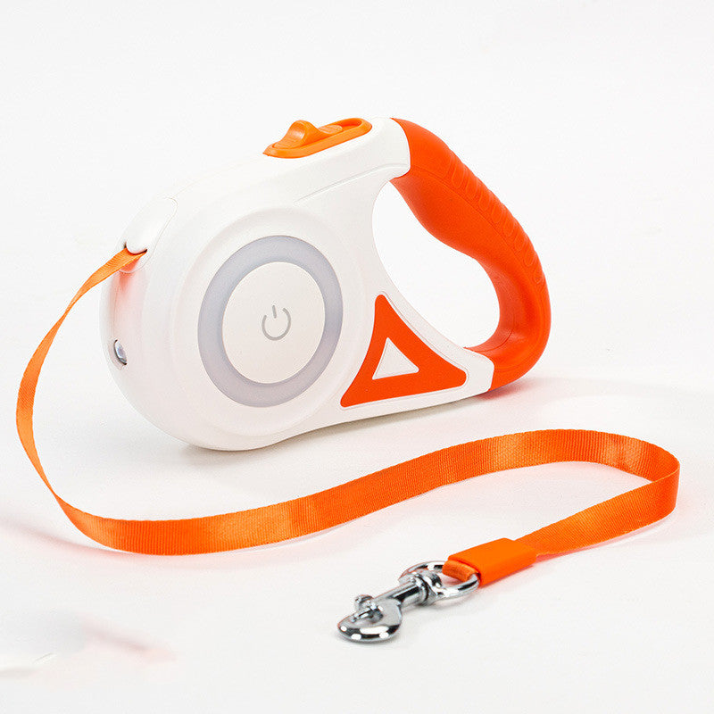 Smart Retractable Pet Leash + Collar with LED Spotlight – Safe Night Walks for Dogs & Cats