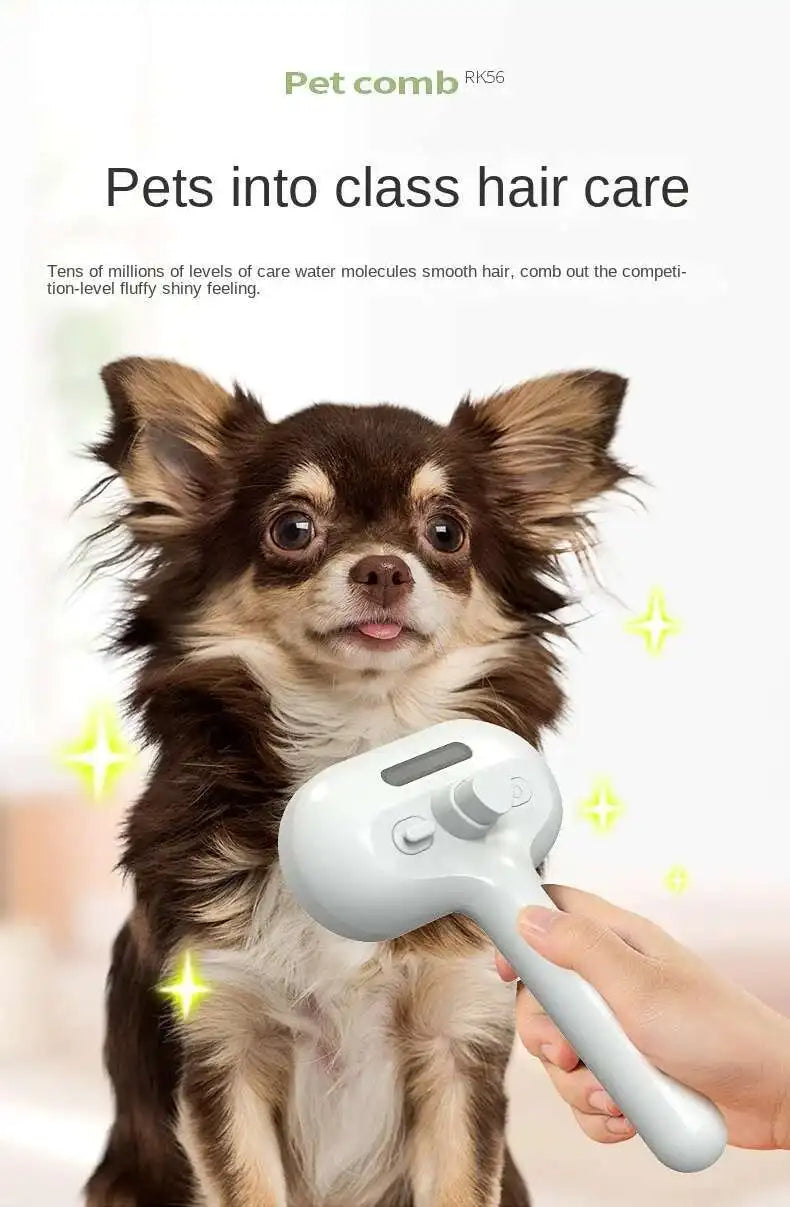 3 in 1 Pet Spray Grooming Comb Steamy Floating One Click Hair Removal Cleaning Steam Brush Styling for Dogs Cats Accessories