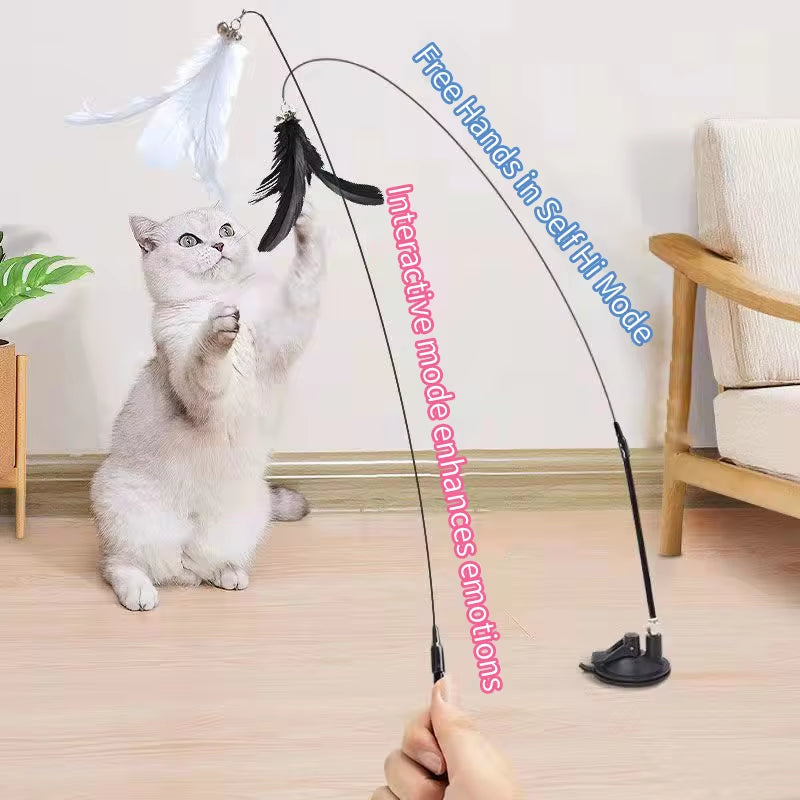 Interactive Cat Toy – Hands-Free Wand with Suction Cup