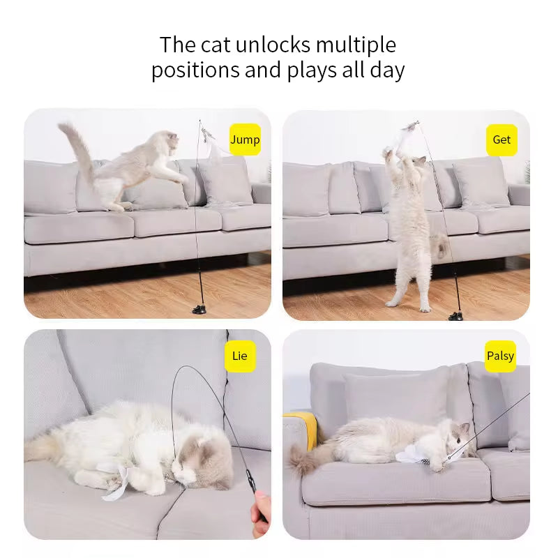 Interactive Cat Toy – Hands-Free Wand with Suction Cup