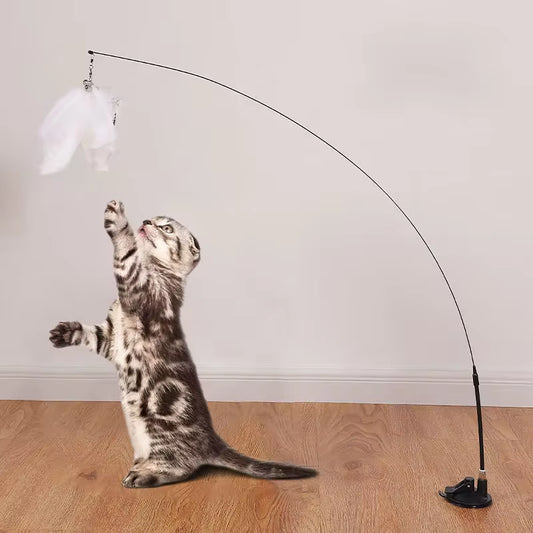 Interactive Cat Toy – Hands-Free Wand with Suction Cup