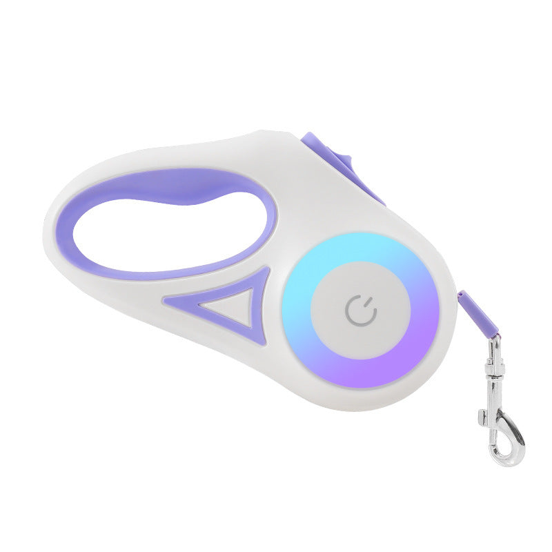 Smart Retractable Pet Leash + Collar with LED Spotlight – Safe Night Walks for Dogs & Cats