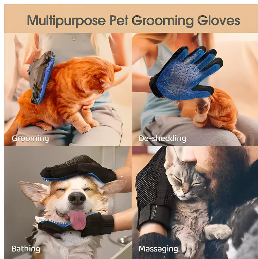 Pet Grooming Glove – Hair Remover & Massage Brush 