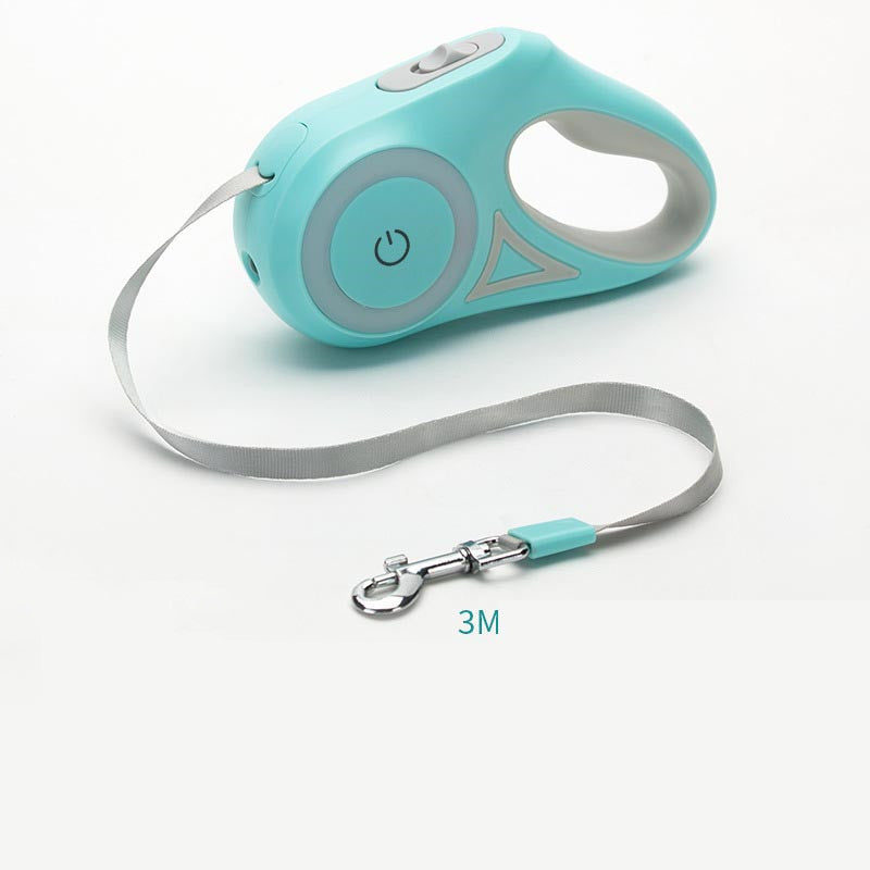 Smart Retractable Pet Leash + Collar with LED Spotlight – Safe Night Walks for Dogs & Cats