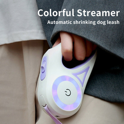 Smart Retractable Pet Leash + Collar with LED Spotlight – Safe Night Walks for Dogs & Cats