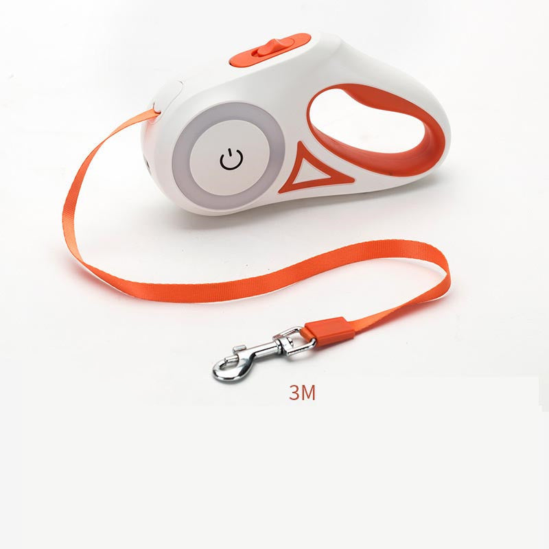 Smart Retractable Pet Leash + Collar with LED Spotlight – Safe Night Walks for Dogs & Cats