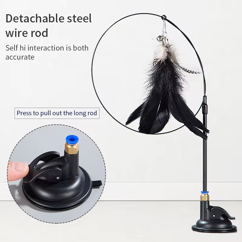 Interactive Cat Toy – Hands-Free Wand with Suction Cup