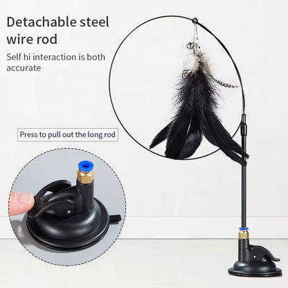 Interactive Cat Toy – Hands-Free Wand with Suction Cup