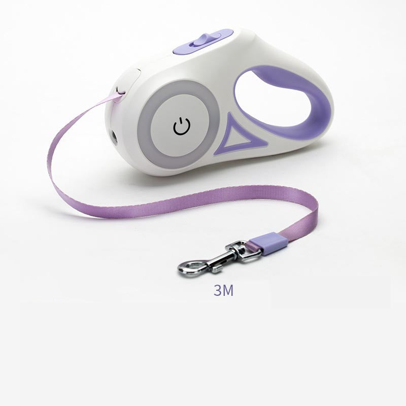 Smart Retractable Pet Leash + Collar with LED Spotlight – Safe Night Walks for Dogs & Cats