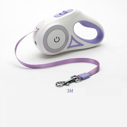 Smart Retractable Pet Leash + Collar with LED Spotlight – Safe Night Walks for Dogs & Cats